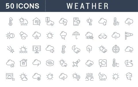 Set Vector Line Icons of Weather. Stock Illustration