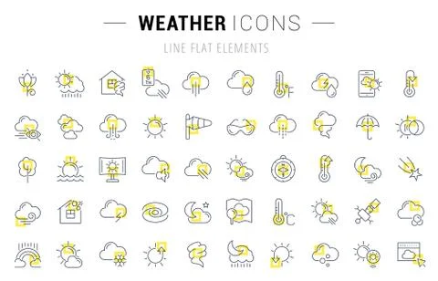 Set Vector Line Icons of Weather. Stock Illustration