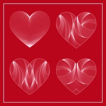 Set vector linear heart of the zentagle. Valentine's Day. Love. Stock Illustration