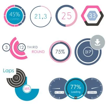Set of Vector Loading Bars in Minimalistic Style Stock Illustration