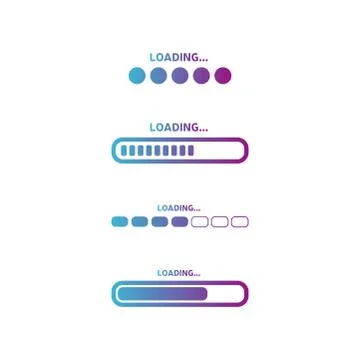 Set of vector loading icons. Colorful progress loading bar isolated. Bright d Stock Illustration