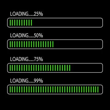 Set of vector loading icons. loading bar progress icon. Download progress. .. Foto stock