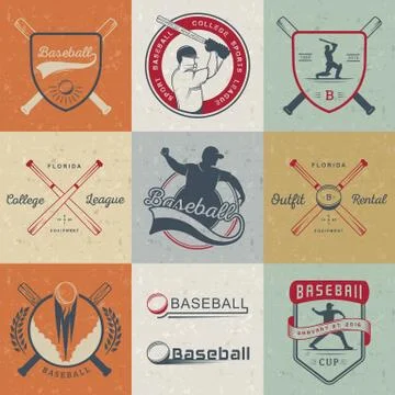 Set of Vector Logo and Badges Baseball Stock Illustration