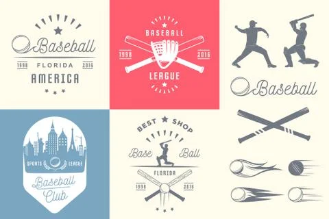Set of Vector Logo and Badges Baseball Stock Illustration