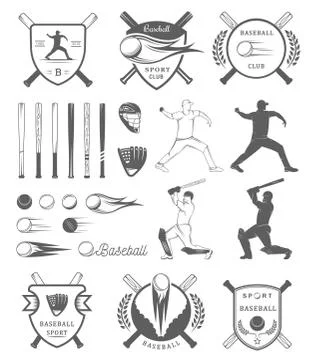 Set of Vector Logo and Badges Baseball Stock Illustration
