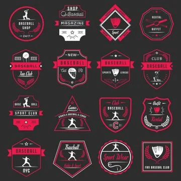 Set of Vector Logo and Badges Baseball Stock Illustration