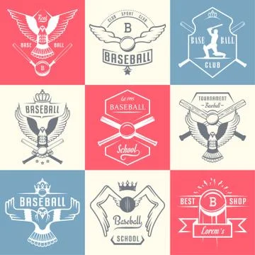 Set of Vector Logo and Badges Baseball Stock Illustration