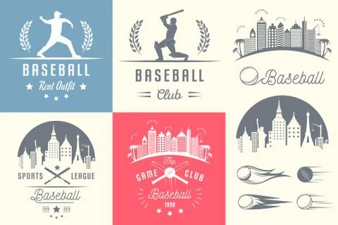 Set of Vector Logo and Badges Baseball Stock Illustration