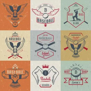 Set of Vector Logo and Badges Baseball Stock Illustration