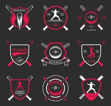 Set of Vector Logo and Badges Baseball Stock Illustration