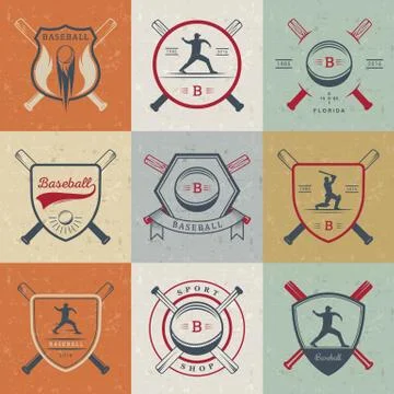 Set of Vector Logo and Badges Baseball Stock Illustration
