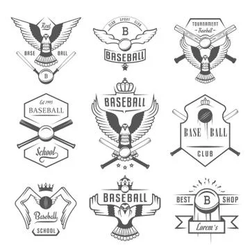 Set of Vector Logo and Badges Baseball Free Stock Illustration