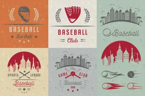 Set of Vector Logo and Badges Baseball Stock Illustration