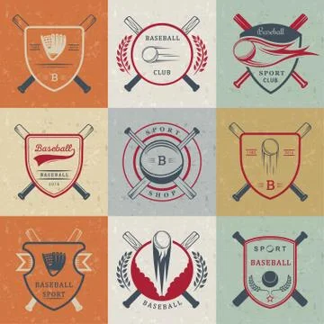 Set of Vector Logo and Badges Baseball Free Stock Illustration