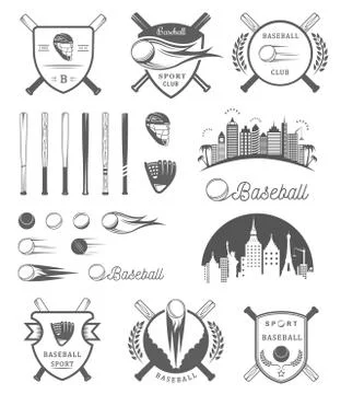 Set of Vector Logo and Badges Baseball Free Stock Illustration