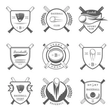 Set of Vector Logo and Badges Baseball Free Stock Illustration
