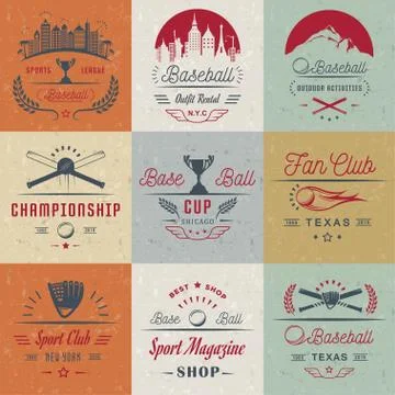 Set of Vector Logo and Badges Baseball Free Stock Illustration