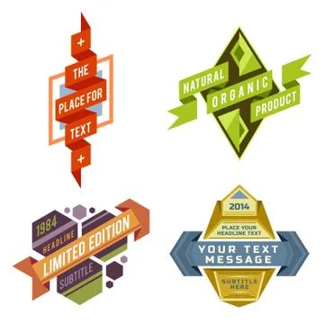 Set of vector logo retro ribbon labels and futuristic style banners Stock-Illustration