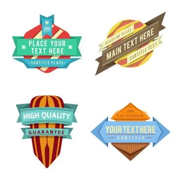 Set of vector logo retro ribbon labels and futuristic style banners Stock Illustration