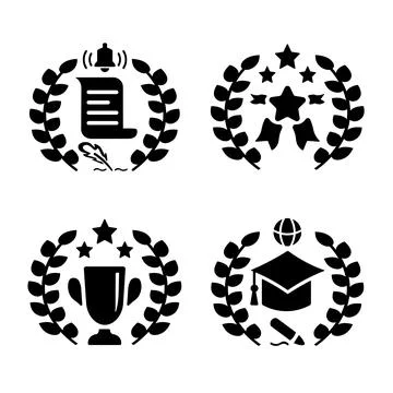 A set of vector logos of achievements and education. Stock Illustration