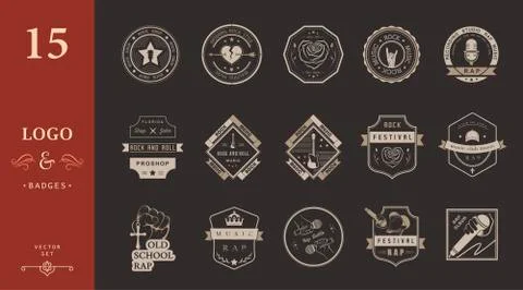 Set of vector logos and badges music Stock Illustration