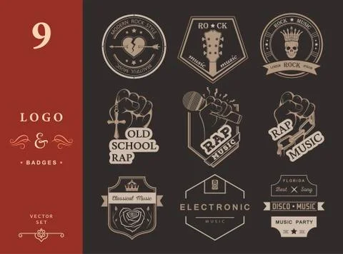 Set of vector logos and badges music イラスト素材