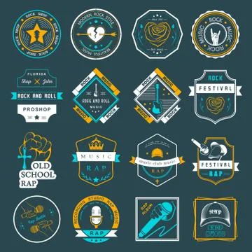 Set of vector logos and badges music イラスト素材