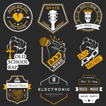Set of vector logos and badges music 스톡 일러스트