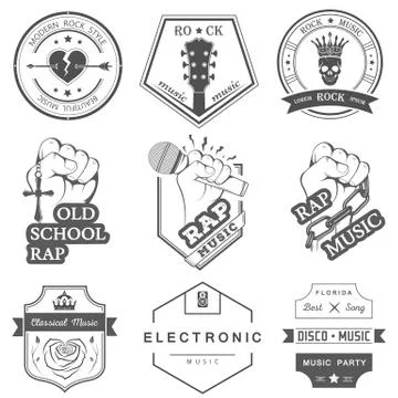 Set of vector logos and badges music Stock Illustration