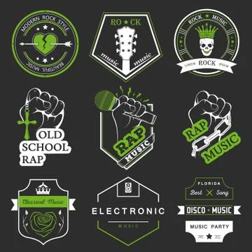 Set of vector logos and badges music Stock Illustration