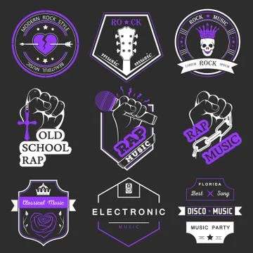 Set of vector logos and badges music Stock Illustration