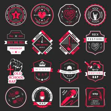 Set of vector logos and badges music Free Stock Illustration