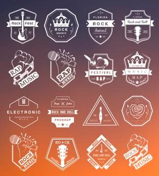 Set of vector logos and badges music Stock Illustration
