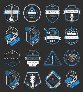 Set of vector logos and badges music Free Stock Illustration
