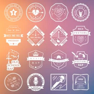 Set of vector logos and badges of music 스톡 일러스트