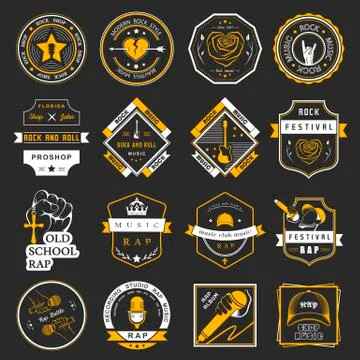 Set of vector logos and badges of music 무료 스톡 일러스트