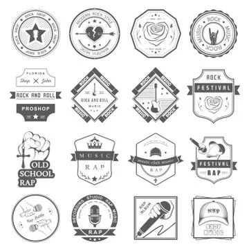 Set of vector logos and badges music Stock Illustration