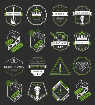 Set of vector logos and badges music Stock Illustration