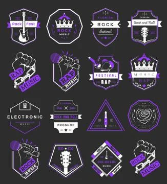 Set of vector logos and badges music Free Stock Illustration