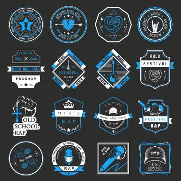 Set of vector logos and badges music Stock Illustration