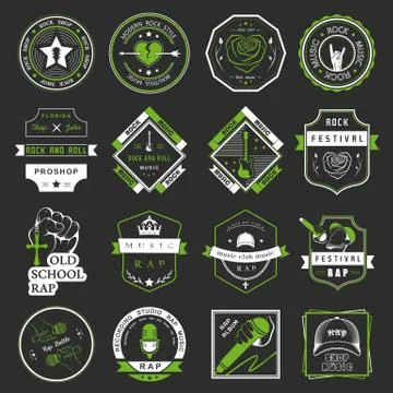 Set of vector logos and badges music 스톡 일러스트