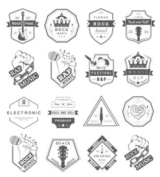 Set of vector logos and badges music Ilustración de archivo