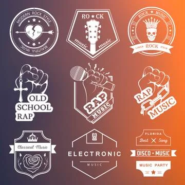 Set of vector logos and badges music Ilustração Stock Gratuita