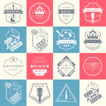 Set of vector logos and badges music Free Stock Illustration