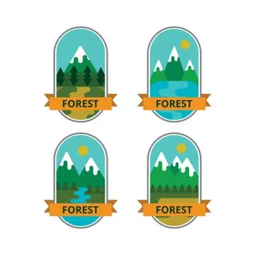 Set of vector logos and badges, outdoor activities. Stock Illustration