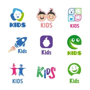 Set of vector logos for children, child Stock Illustration