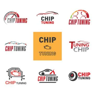Set of vector logos chip tuning cars Stock Illustration