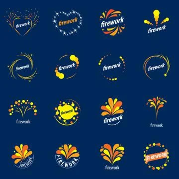 Set of vector logos for fireworks Stock Illustration