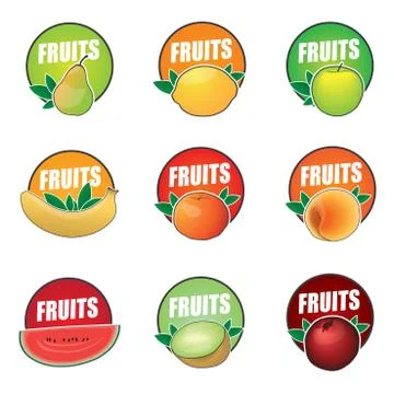 Set of vector logos fruit, natural product Stock Illustration