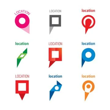 Set of vector logos of geolocation, gps Stock Illustration